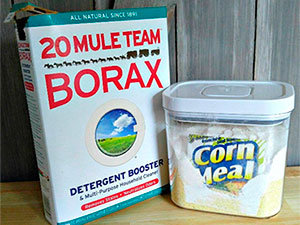 Borax and corn meal