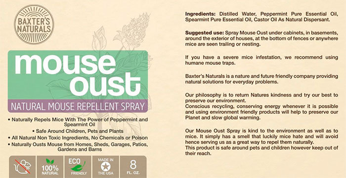 Mouse Oust Repellent Spray Instructions and Ingredients