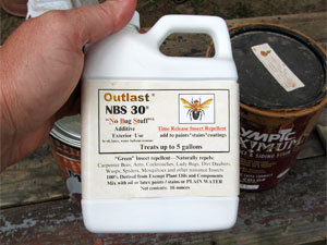 Low toxic repellent Outlast NBS 30 Additive to control carpenter bees infestations