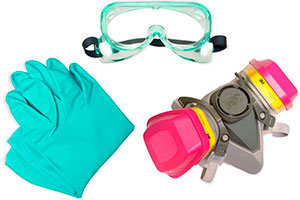 Respirator and gloves